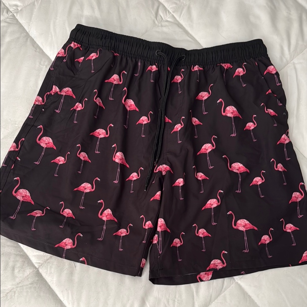 Flamingo Print Black Swim Shorts new without tags size xxl